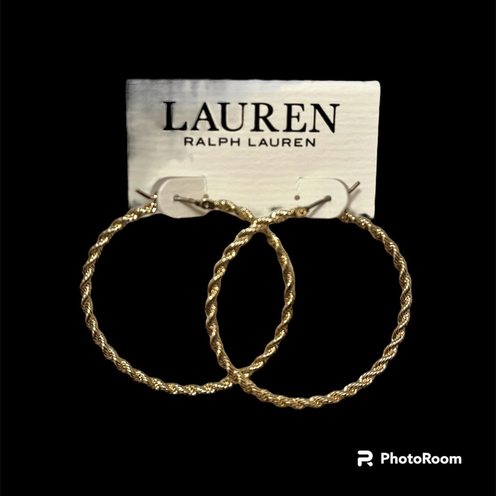 NWT Lauren gold rope hoops